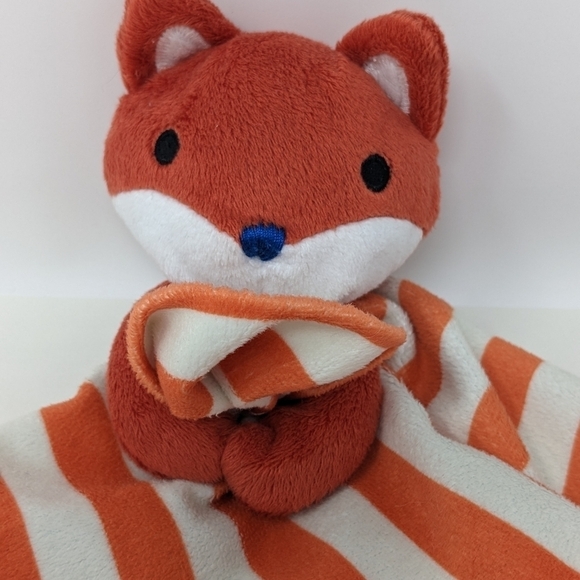 Old Navy Lovey Fox Stripe Satin Trim Baby Security Blanket Plush - Picture 4 of 5